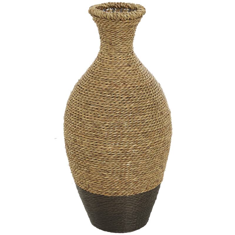 Seagrass Handmade Tall Woven Floor Vase - Brown - Roche River Decor
