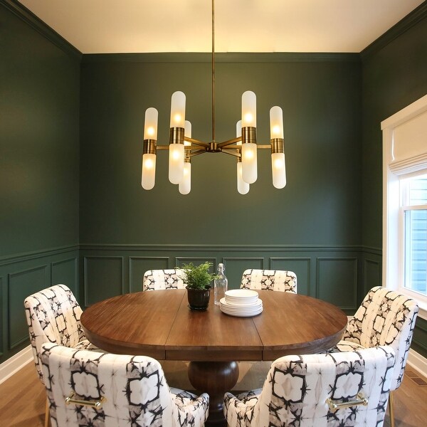 12 Light 35 Modern Round Dining Room Chandelier Bronze Classic Frosted Glass Kitchen Dinette Lighting W35 On Sale Bed Bath Beyond 40959980