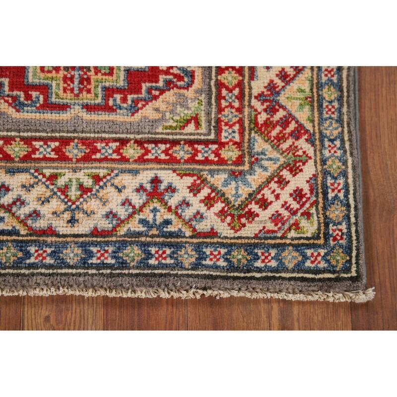 Hand Knotted Oriental 100% Wool Carpet Traditional Geometric Beige & Ivories Kazak Area Rug - 3' 0'' X 2' 0''
