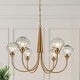 preview thumbnail 1 of 14, Celesn Modern Gold 6-Light Wheel Chandelier Glass Shade for Dining Living Room - D32" x H23"