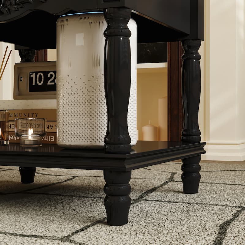 Rustic Farmhouse Accent End Table Nightstand Side Table 2 Colors White/Black