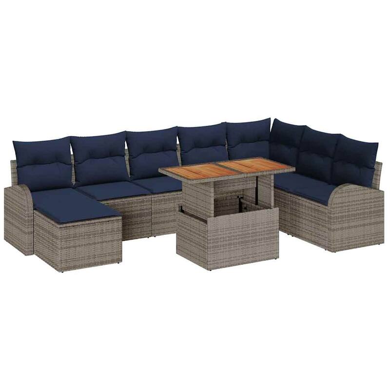 vidaXL 9 Piece Garden Sofa Set with Cushions - 113.8×70.5×27.2