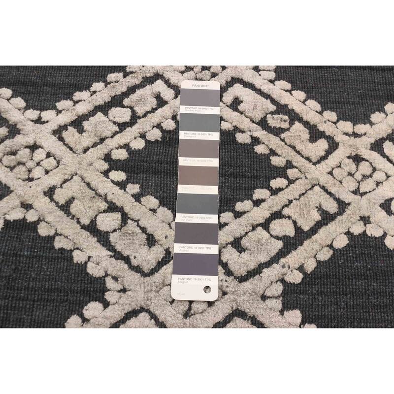 ECARPETGALLERY Hand Loomed Elysian Dark Grey Viscose, Wool Rug - 5'11 x 8'11