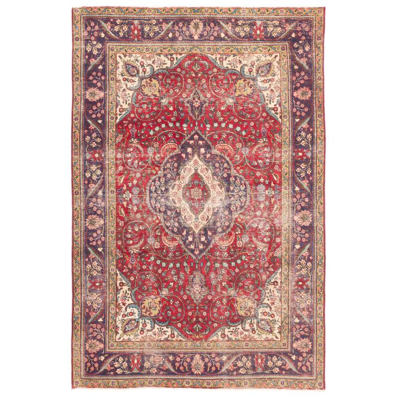 ECARPETGALLERY Hand-knotted Antalya Vintage Red Wool Rug - 6'7 x 9'8