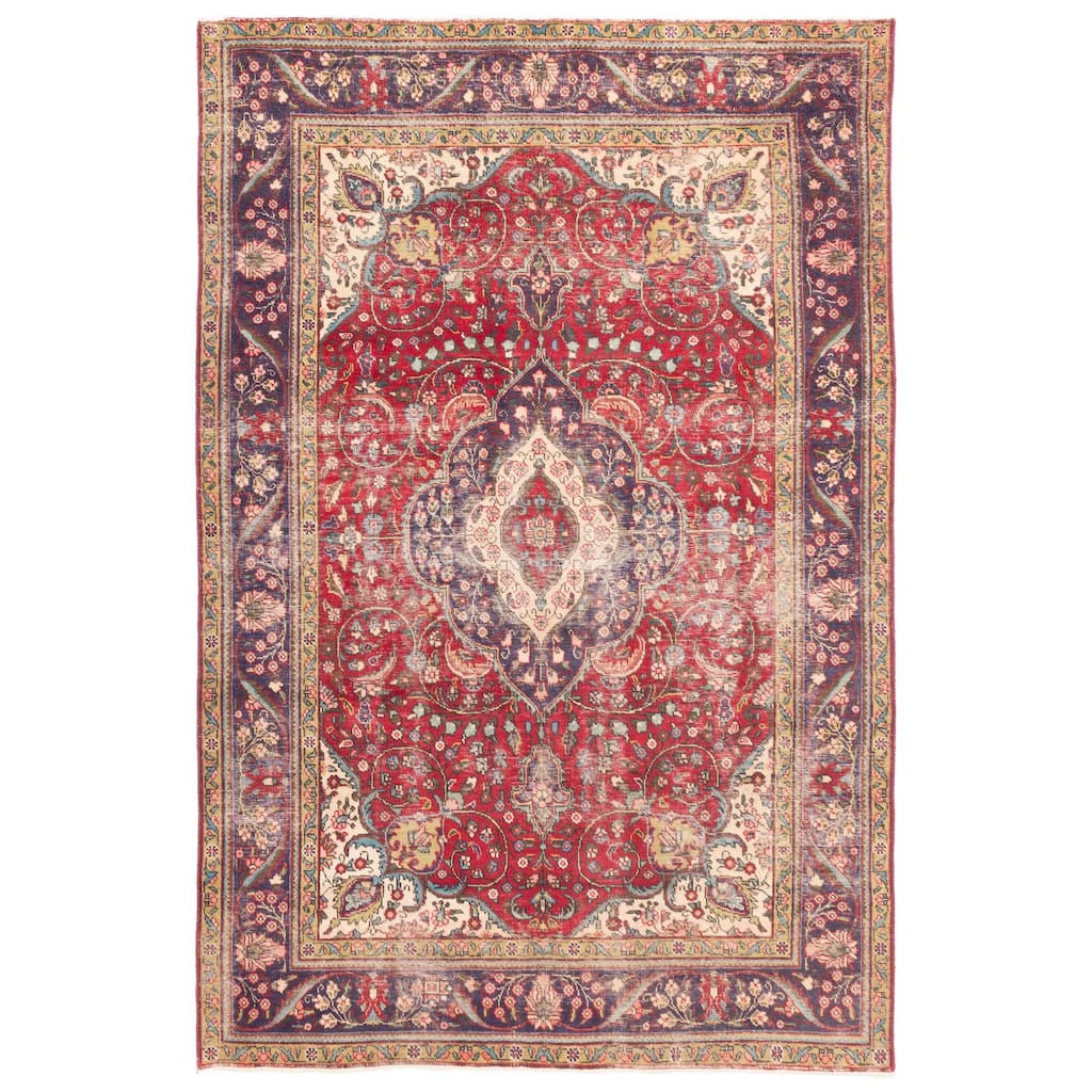 ECARPETGALLERY Hand-knotted Antalya Vintage Red Wool Rug - 6'7 x 9'8