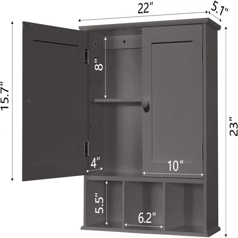 Bathroom Wall Cabinet - 5.1"D x 22"W x 22"H