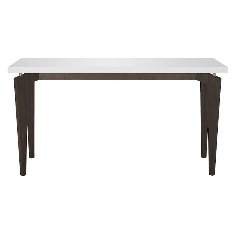 SAFAVIEH Gaye Mid-Century Modern White/ Dark Brown Lacquer Console Table - 59" x 17.6" x 31.5" - 59Wx18Dx32H - White/Dark Oak