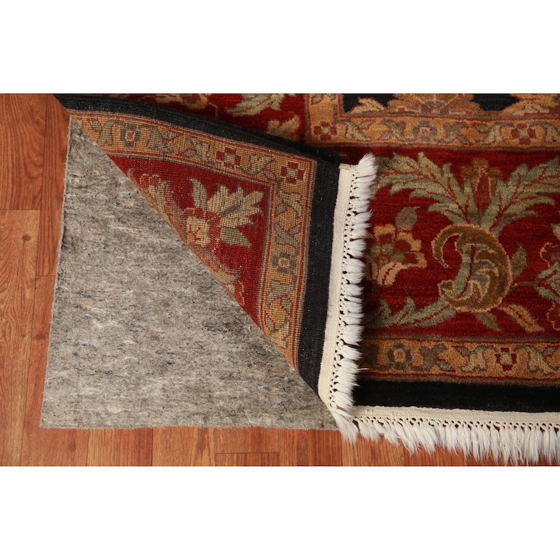 Black Floral Agra Indian Area Rug Handmade Wool Carpet - 9'3"x 12'0"