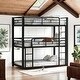 preview thumbnail 9 of 12, Metal Twin Size Triple Bunk Bed with Ladder, Silver