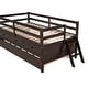 preview thumbnail 14 of 46, Functional Design Low Loft Bed with Safety Fence, Climbing ladder, Storage Drawers and Trundle Bed