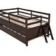 preview thumbnail 15 of 15, Low Loft Bed Twin Size with Trundle, ladder and Storage Drawers, Espresso