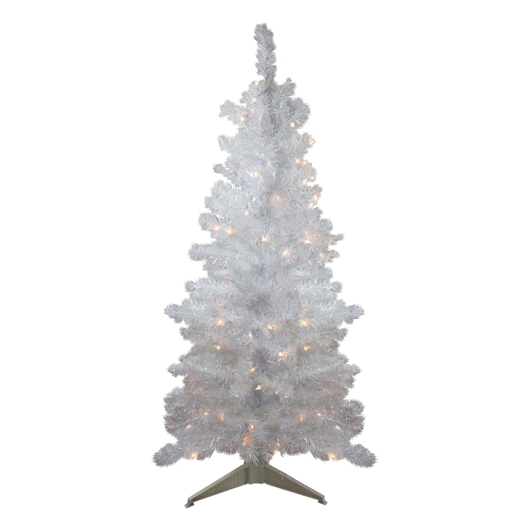 4' Pre-lit White Iridescent Pine Artificial Christmas Tree