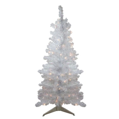 4' Pre-lit White Iridescent Pine Artificial Christmas Tree