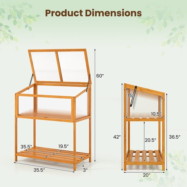 Gymax Wood Cold Frame Greenhouse - Thumbnail 2
