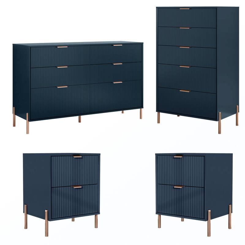 4 Piece Bedroom Set - Navy