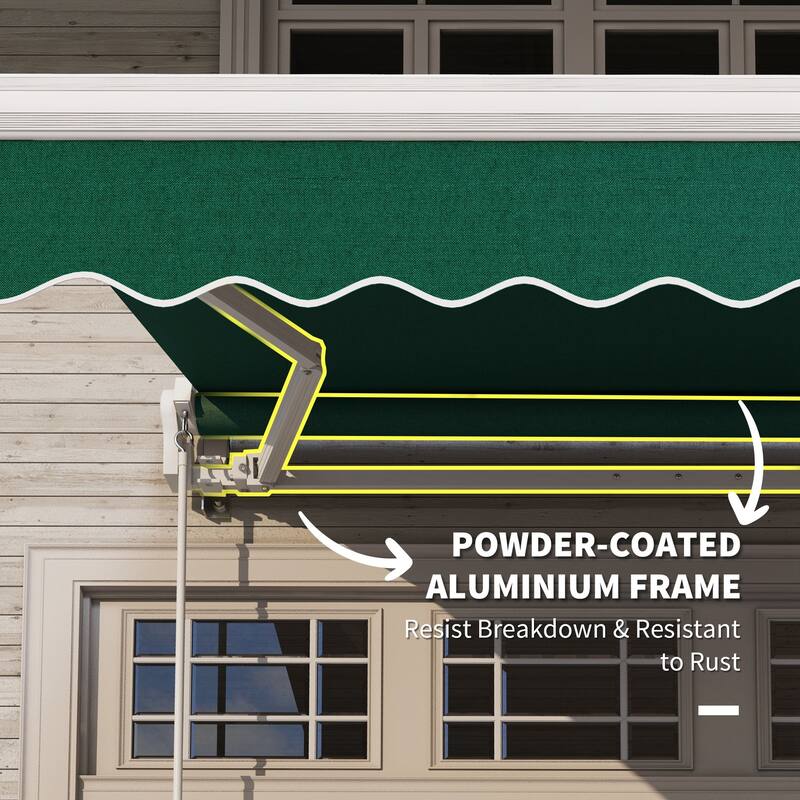 8' x 7' Patio Retractable Awning, Manual Exterior Sun Shade Deck Window Cover, Green