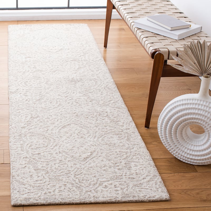 SAFAVIEH Handmade Metro Lorenzina French Country Wool Rug - 2'3" x 8' Runner - Natural/Ivory - Runner