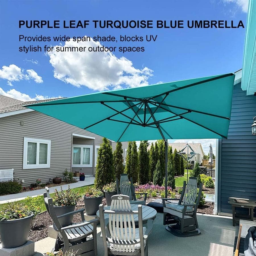 PURPLE LEAF 11ft Square Cantilever Umbrellas with Tilt-and-Crank with Base