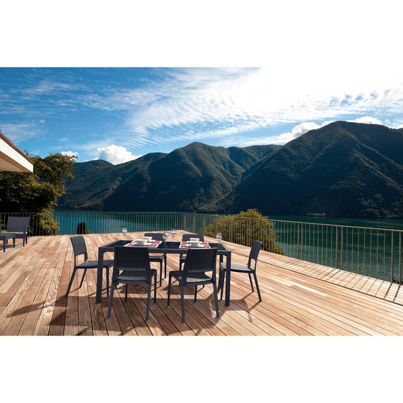 34" Gray Outdoor Patio Wickerlook Dining Chair