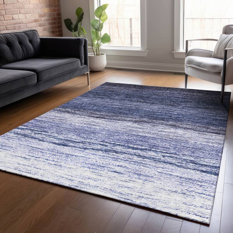 Machine Washable Indoor/ Outdoor Chantille Solid Ombre Rug