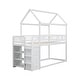 preview thumbnail 9 of 9, House Bed with Roof Design Twin/Twin House Bunk Bed With Shelves And Drawers,Sturdy Construction Loft Bed