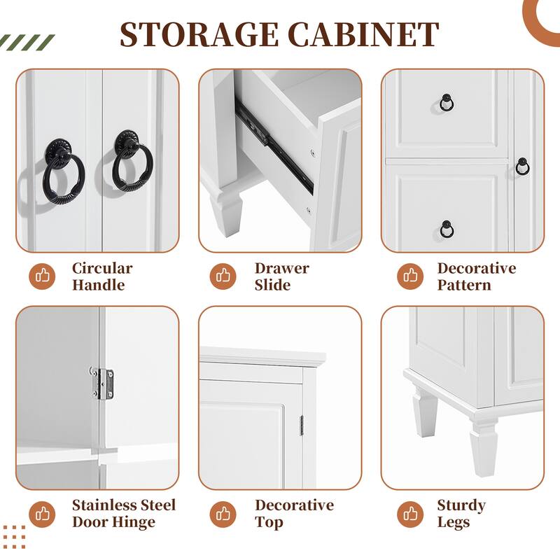 Large Bathroom Waterproof Cabinet with 3 Drawers, 3 Compartments