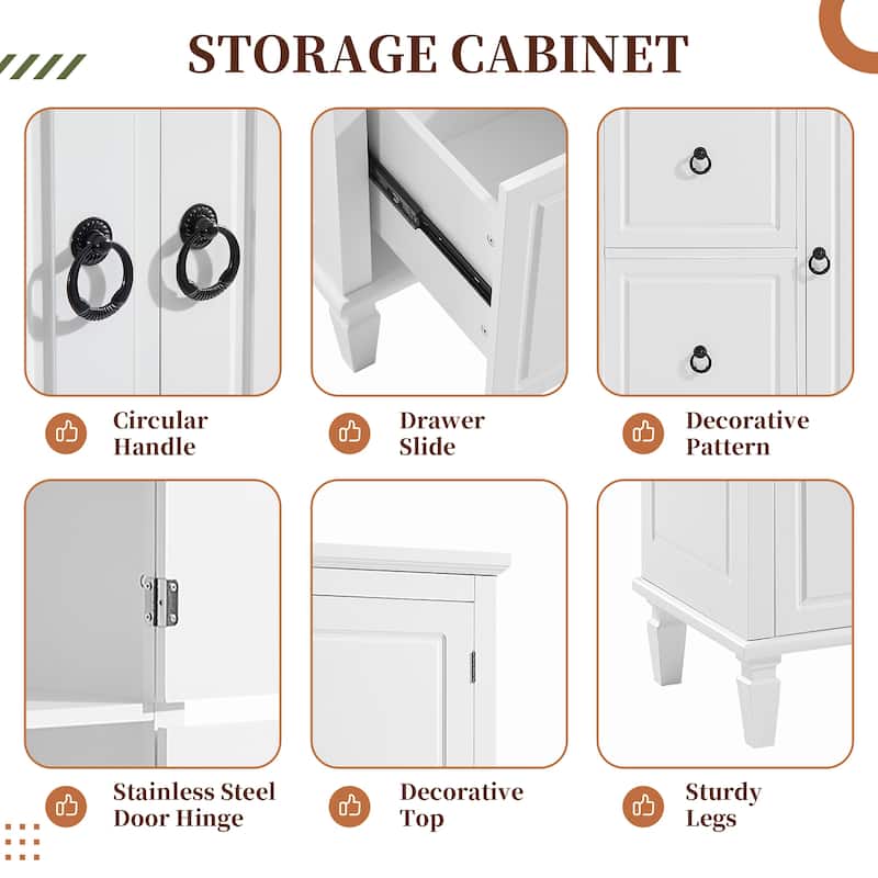 Multi-Functional Storage Cabinet with Adjustable Shelves,3 Drawers,and 3 Enclosed Compartments -Stylish and Versatile Organizer