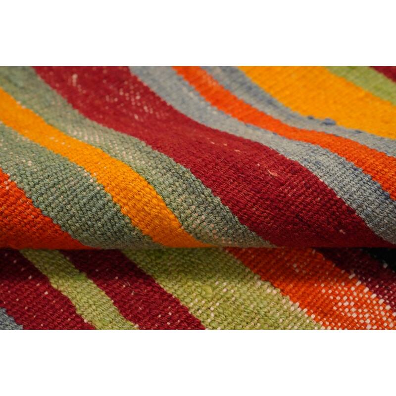 Hand Woven Oriental 100% Wool Carpet Southwestern Geometric Multi-Colored Kilim Area Rug - 8' 4'' X 5' 5''