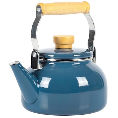 1.5 Quart Tea Kettle With Fold Down Handle in Blue