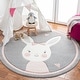 preview thumbnail 3 of 36, SAFAVIEH Carousel Kids Njomeza Bunny Rug Grey/Ivory - Round - 5'3"