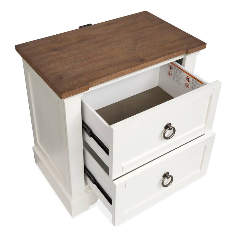 Magnussen Home Kingston Whisper White and Cerused Nutmeg Drawer Nightstand