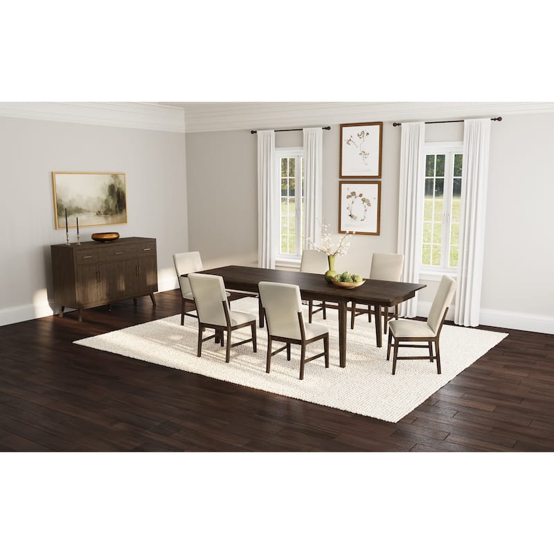 Simply Solid Doretta Dining & Server Set with Upholstered Seating