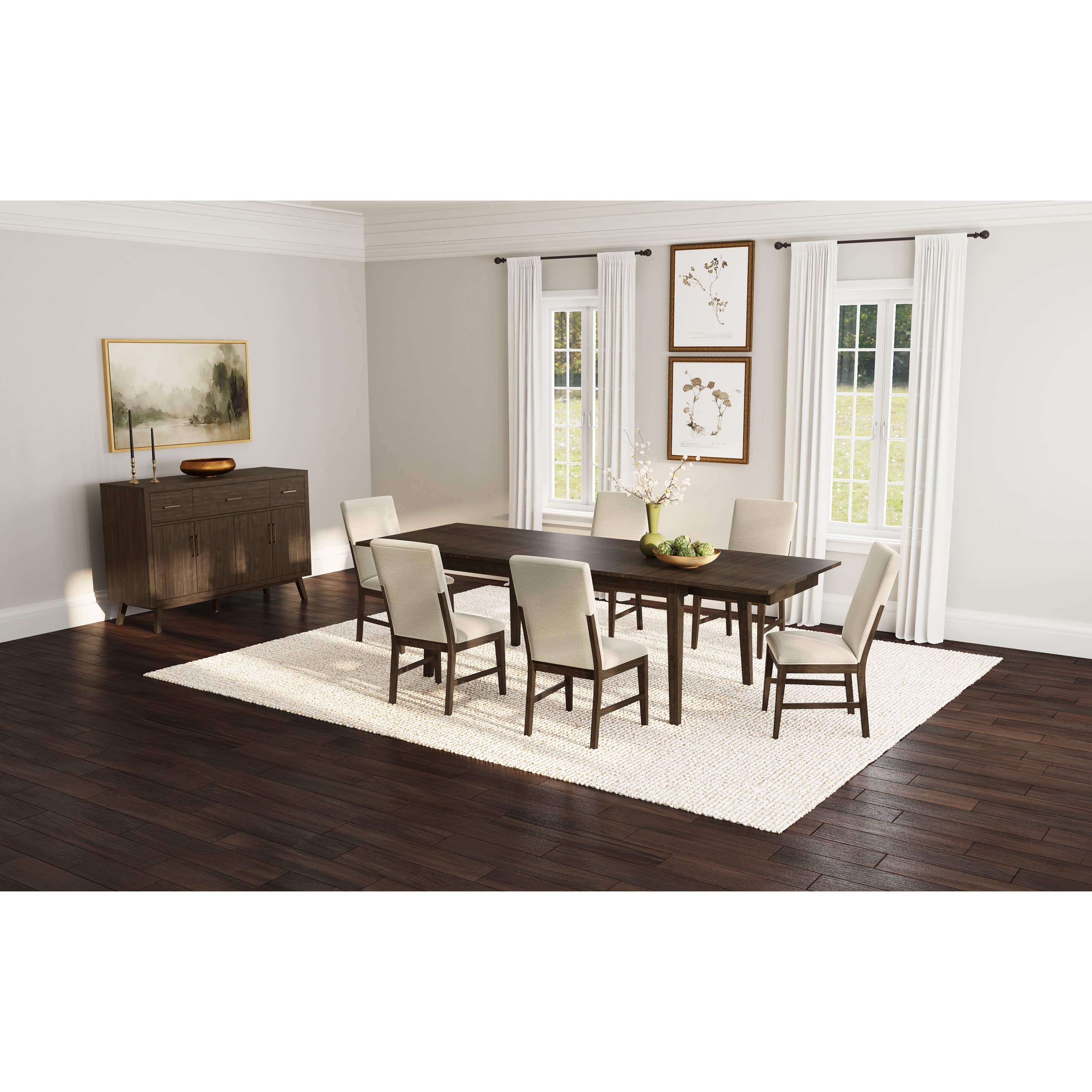 Simply Solid Doretta Dining & Server Set with Upholstered Seating
