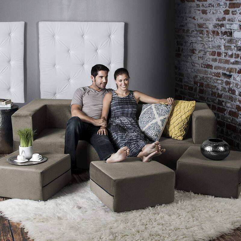 Porch & Den California King Convertible Sleeper Sofa and Ottomans