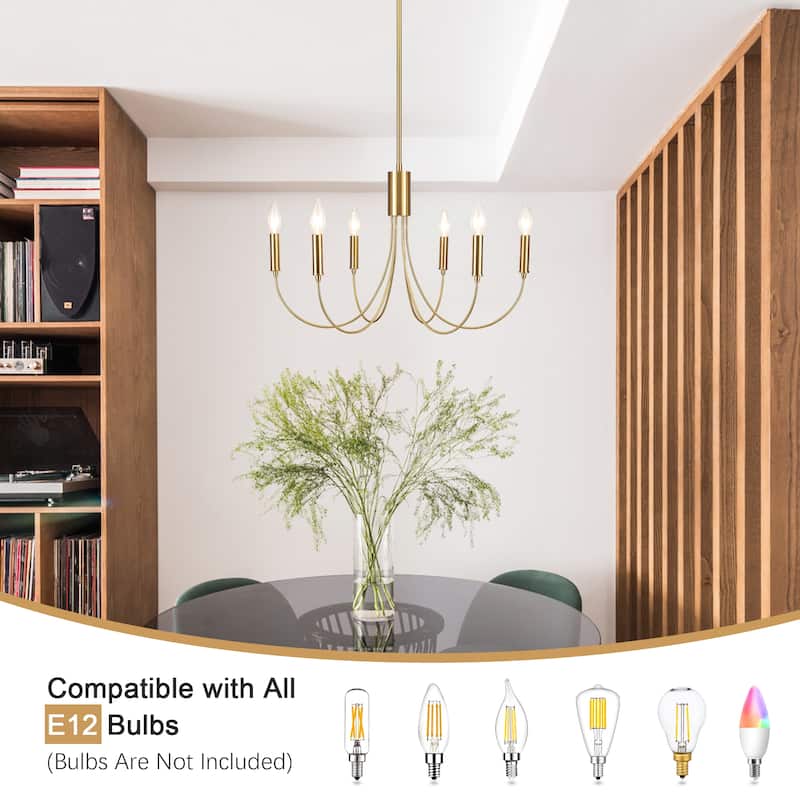 6-Light Modern Candlestick Hanging Linear Chandelier Lighting Island Chandelier for Kitchen Island