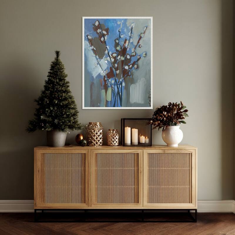 Winter Willow I by Erin McGee Ferrell (23 x 30 in.), Framed Canvas Wall Art Print - Sylvie Beaded White
