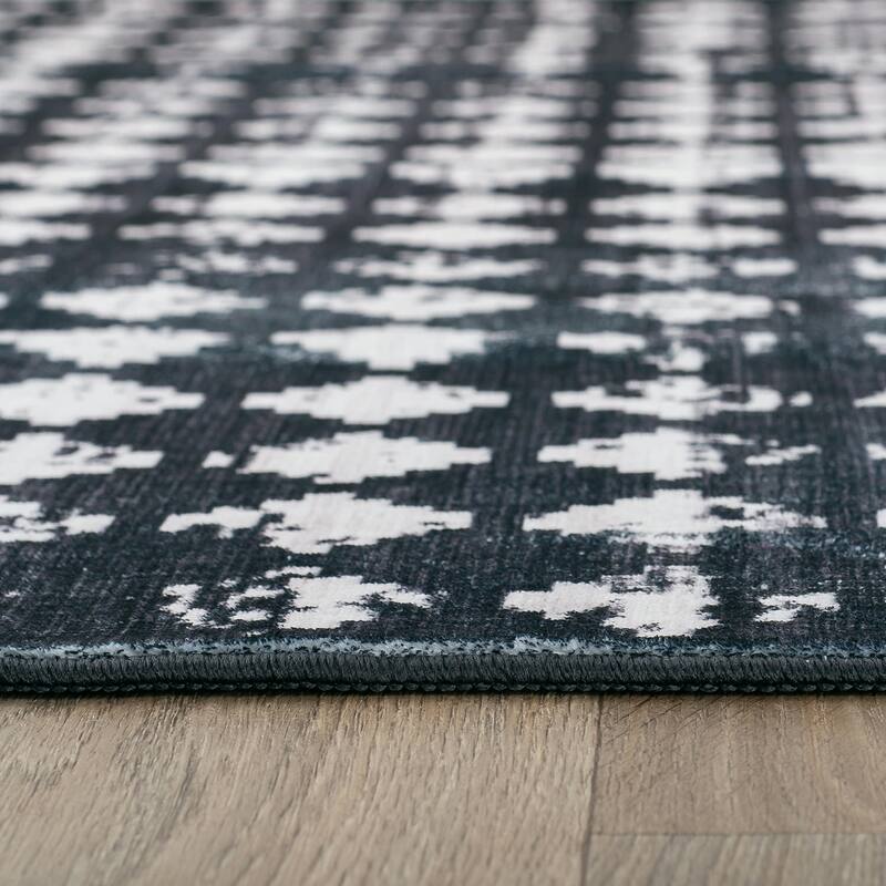 World Rug Gallery Geometric Distressed Abstract Washable Non Slip Area Rug
