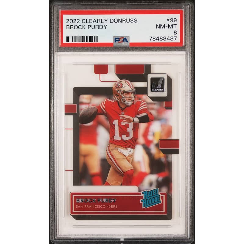 Brock Purdy 2022 Panini Clearly Donruss Football Rookie Card #99 Graded PSA 8 - 8'6" x 11'6"