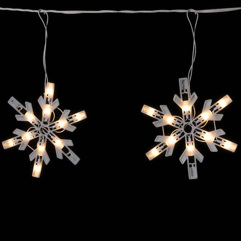 100 Clear Twinkling Snowflake Icicle Christmas Lights - 8.6 ft White Wire