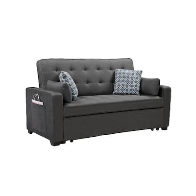 Fabric Sleeper Sofa with 2 USB Charging Ports, Gray