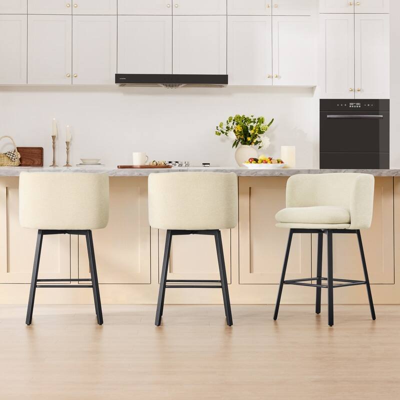 Spruce & Spring Modern Swivel Counter Bar Stool Set with Barrel Back&Double-layer Cushion