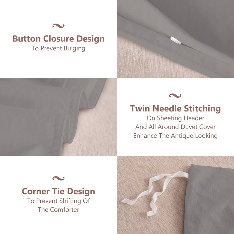 100% Cotton Enzyme Stone Washed Bed Duvet Cover Set
