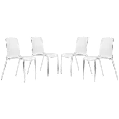LeisureMod Murray Modern Dining Chair, Set of 4 - Transparent Blue