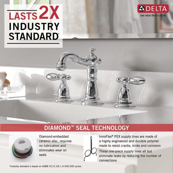 Shop Delta 3555 Mpu Dst Victorian Widespread Bathroom Faucet With Pop Up Overstock 17265763