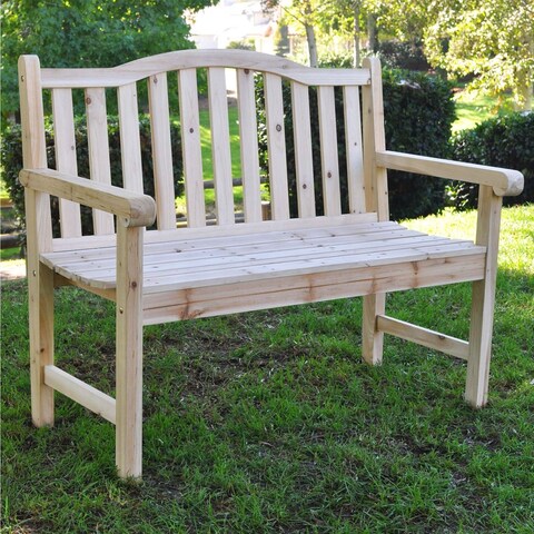 Outdoor Cedar Wood Garden Bench in Natural with 475lbs. Weight Limit - 22*44.75*36 inchs