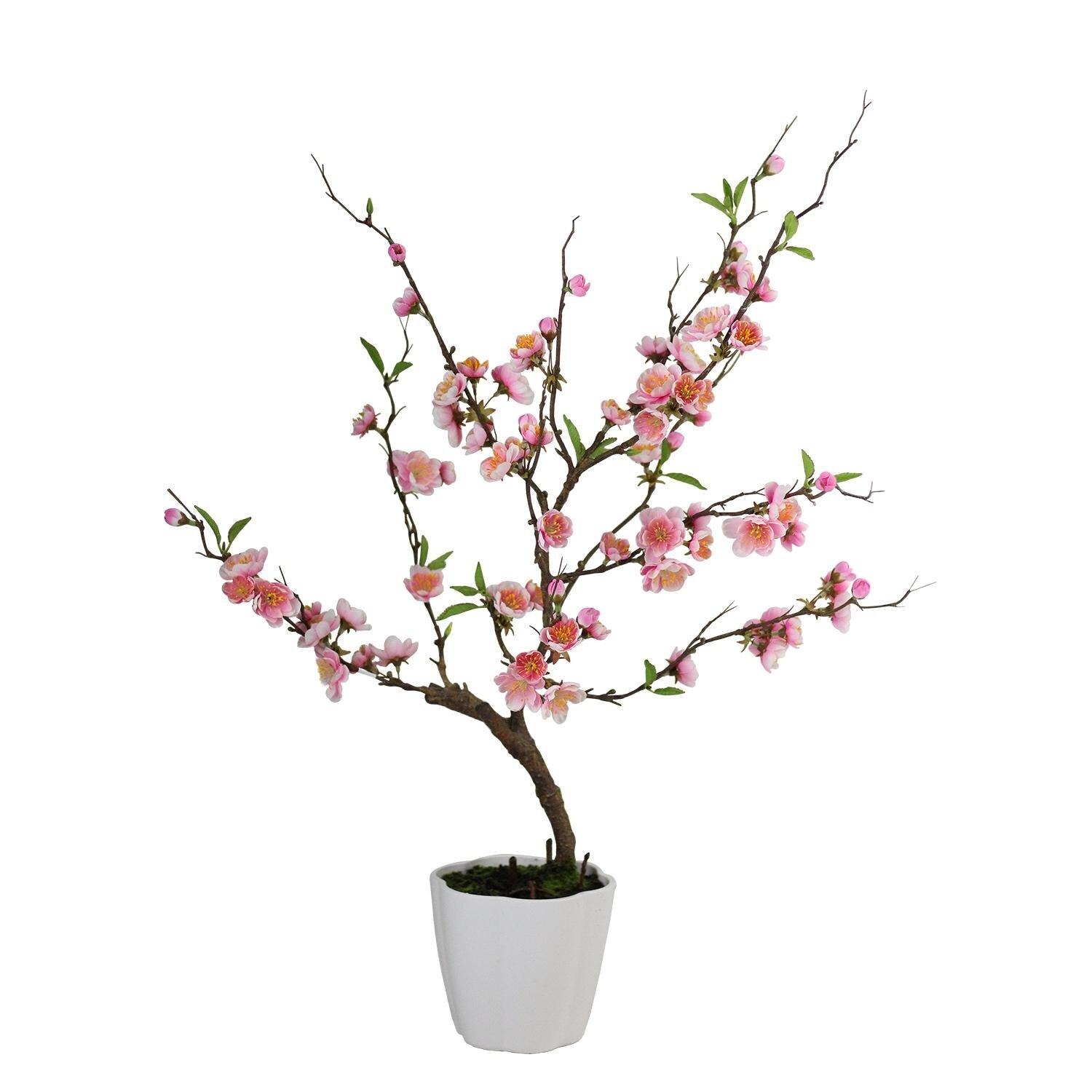 Shop 28 Pink Artificial Ming Cherry Blossom Tree In A Pot Table
