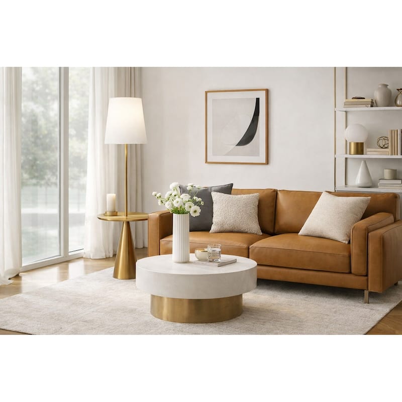 Stellar Beacon Brass Floor Lamp - White