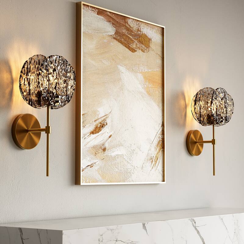 Iron Glass Mini 5.9"W Armed Sconce - N/A