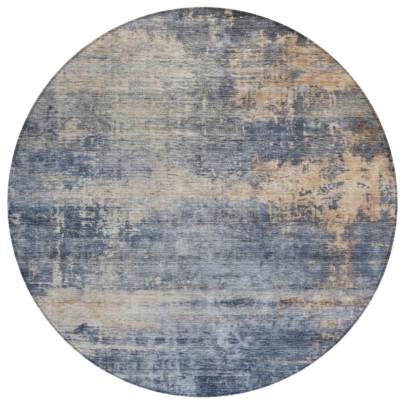 Machine Washable Indoor/ Outdoor Abstract Contemporary Chantille Rug