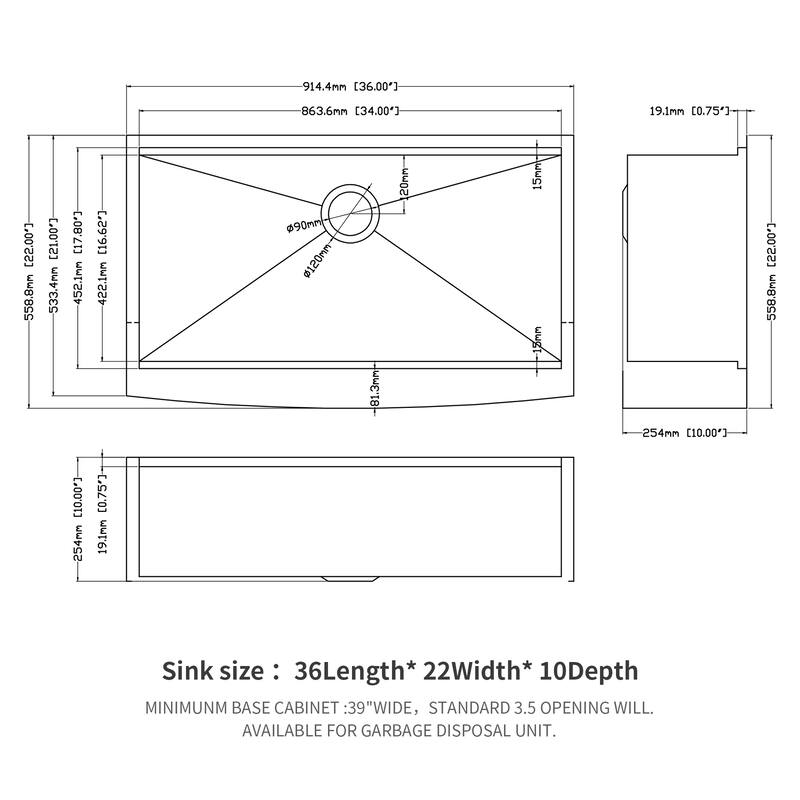 Stainless Steel 16 gauge Apron Front Kitchen Sink